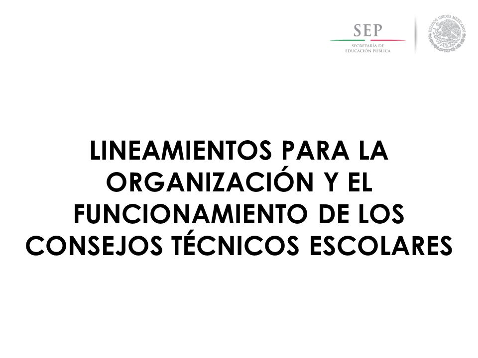 LINEAMIENTOS PARA LA ORGANIZACIÓN Y EL FUNCIONAMIENTO DE LOS CONSEJOS TÉCNICOS ESCOLARES