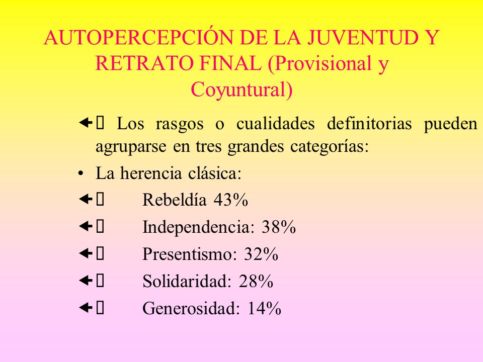 AUTOPERCEPCIÓN DE LA JUVENTUD Y RETRATO FINAL (Provisional y Coyuntural)