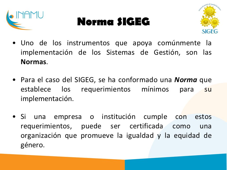 Norma SIGEG Uno de los instrumentos que apoya comúnmente la implementación de los Sistemas de Gestión, son las Normas.