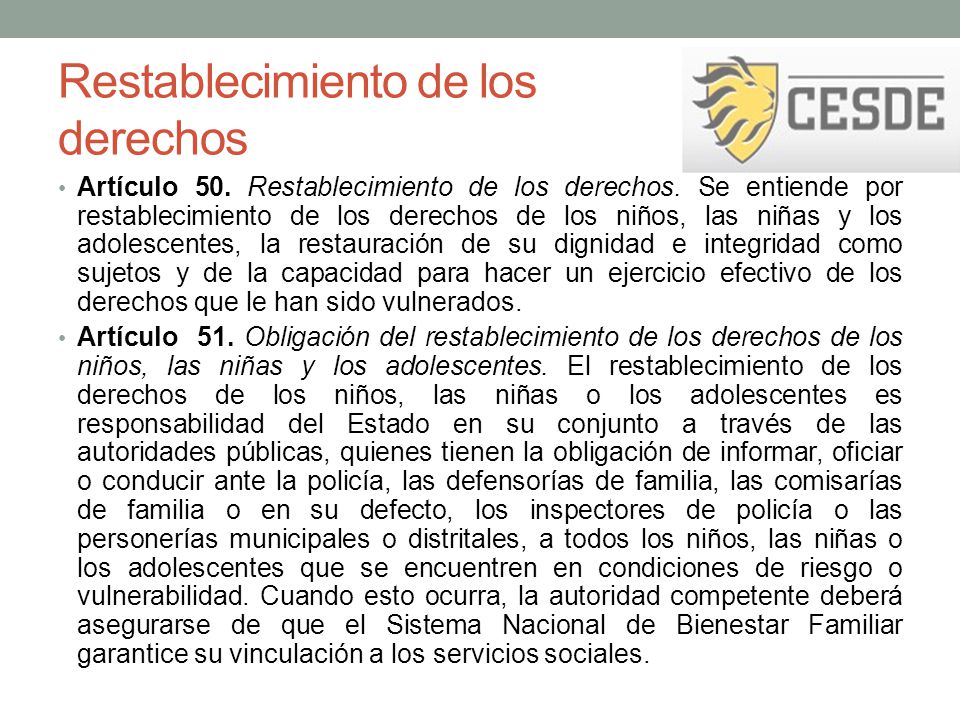 Restablecimiento de los derechos