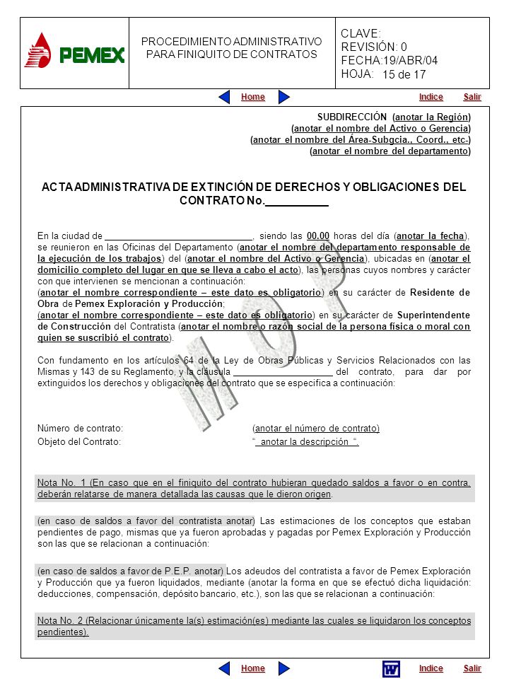 15 de 17 SUBDIRECCIÓN (anotar la Región) (anotar el nombre del Activo o Gerencia) (anotar el nombre del Área-Subgcia., Coord., etc-)