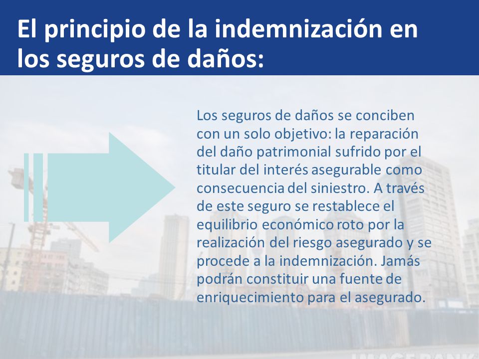 El principio de la indemnización en los seguros de daños: