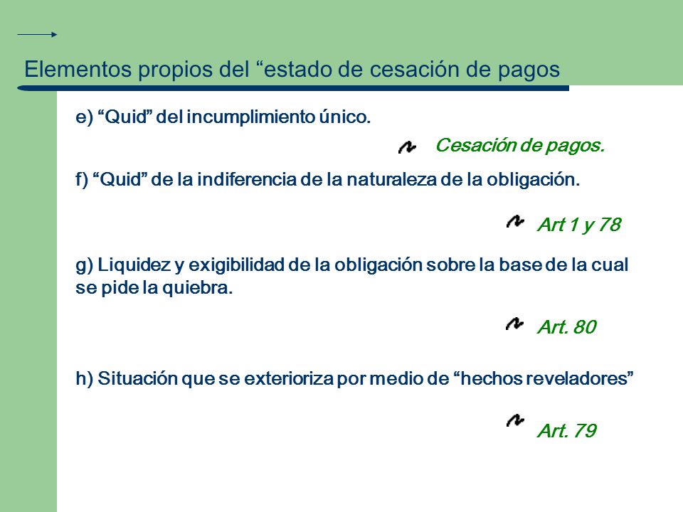 Elementos propios del estado de cesación de pagos