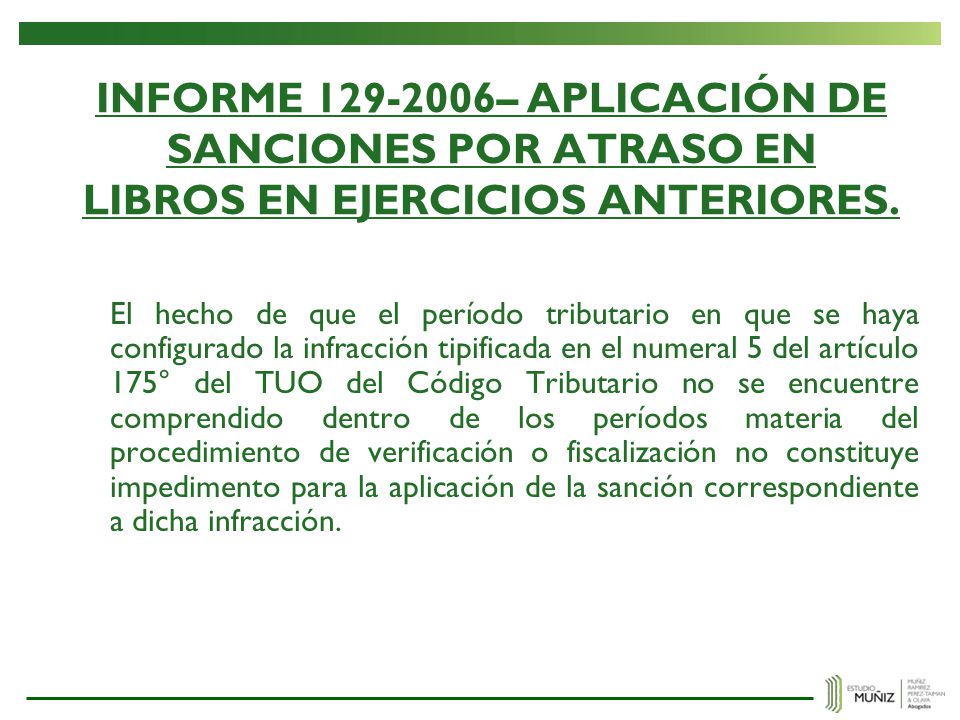 INFORME – APLICACIÓN DE SANCIONES POR ATRASO EN LIBROS EN EJERCICIOS ANTERIORES.