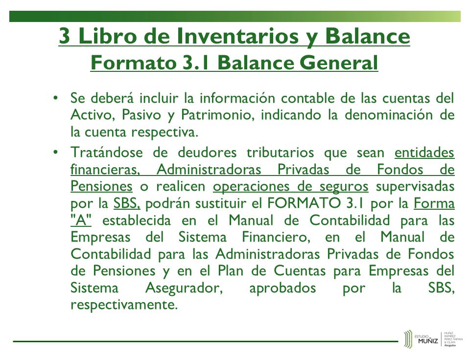 3 Libro de Inventarios y Balance Formato 3.1 Balance General