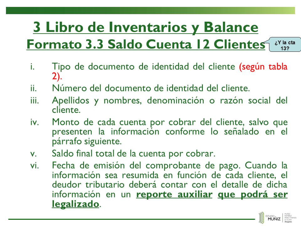 3 Libro de Inventarios y Balance Formato 3.3 Saldo Cuenta 12 Clientes