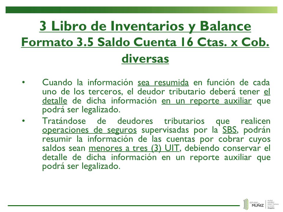 3 Libro de Inventarios y Balance Formato 3. 5 Saldo Cuenta 16 Ctas
