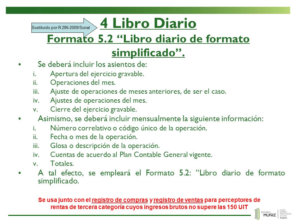 4 Libro Diario Formato 5.2 Libro diario de formato simplificado .