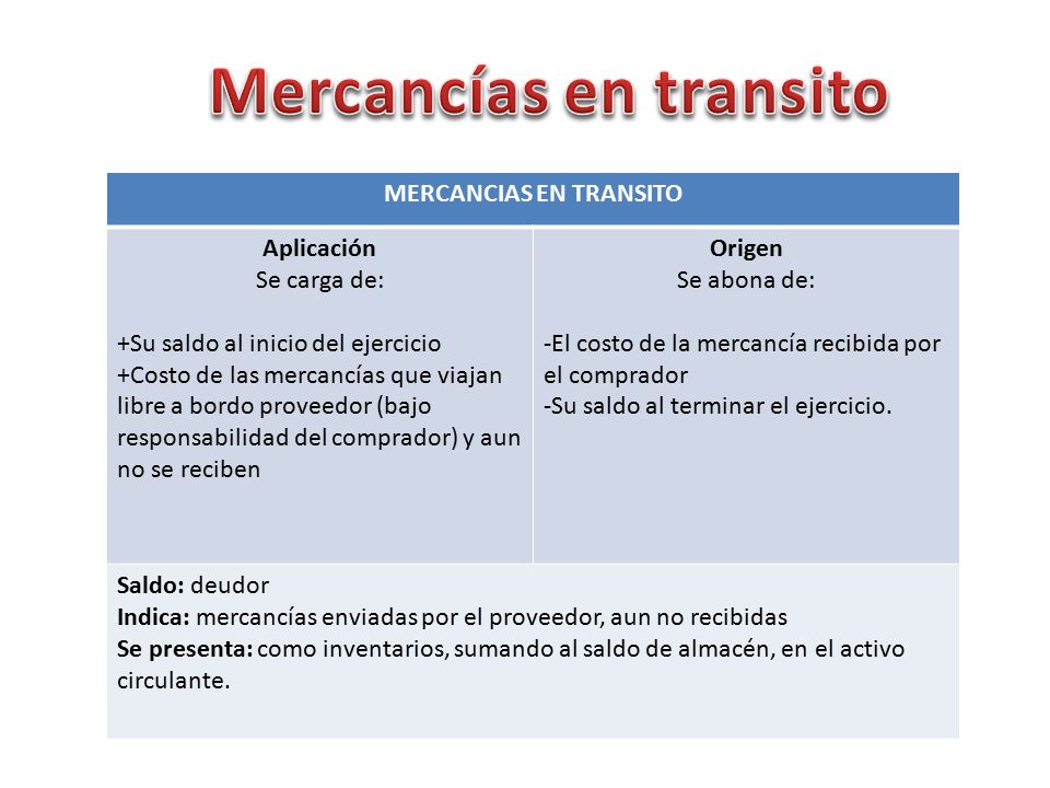Mercancías en transito MERCANCIAS EN TRANSITO