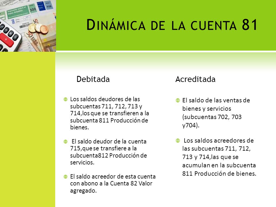 Dinámica de la cuenta 81 Debitada Acreditada