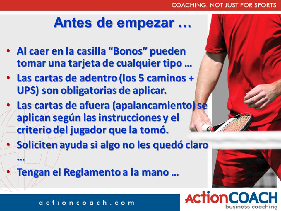 Antes de empezar … Al caer en la casilla Bonos pueden tomar una tarjeta de cualquier tipo …