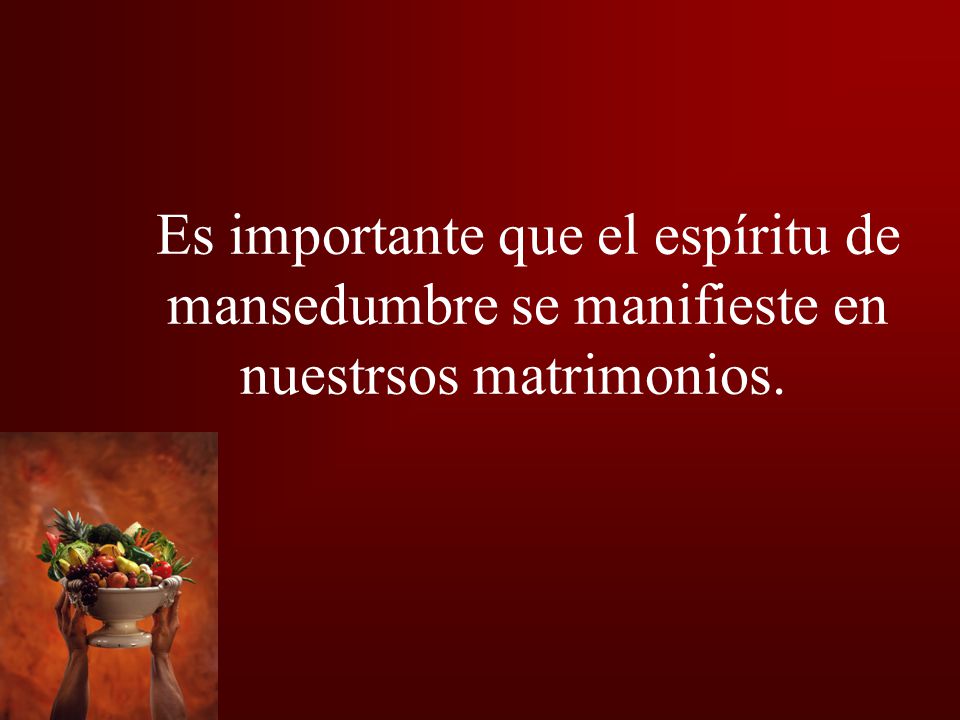 Es importante que el espíritu de mansedumbre se manifieste en nuestrsos matrimonios.