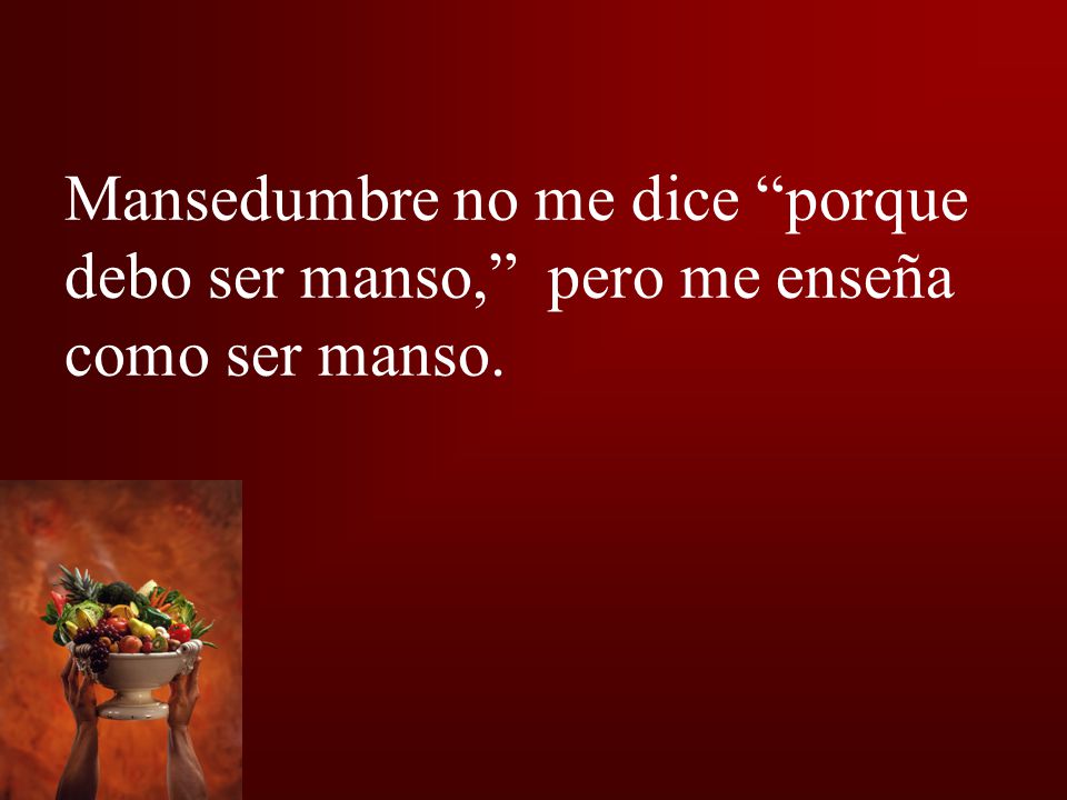Mansedumbre no me dice porque debo ser manso, pero me enseña como ser manso.