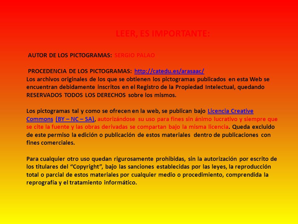 LEER, ES IMPORTANTE: AUTOR DE LOS PICTOGRAMAS: SERGIO PALAO