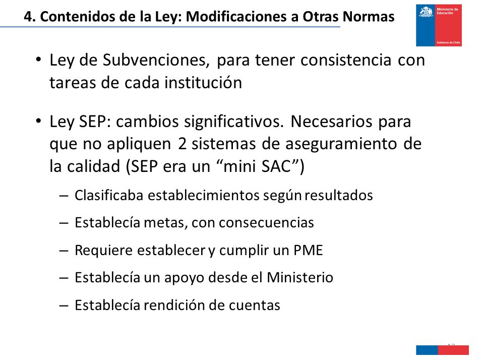 4. Contenidos de la Ley: Modificaciones a Otras Normas
