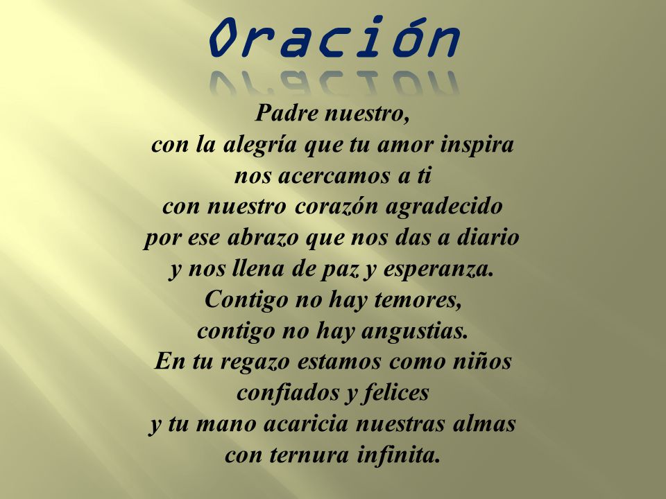 Oración Padre nuestro, con la alegría que tu amor inspira