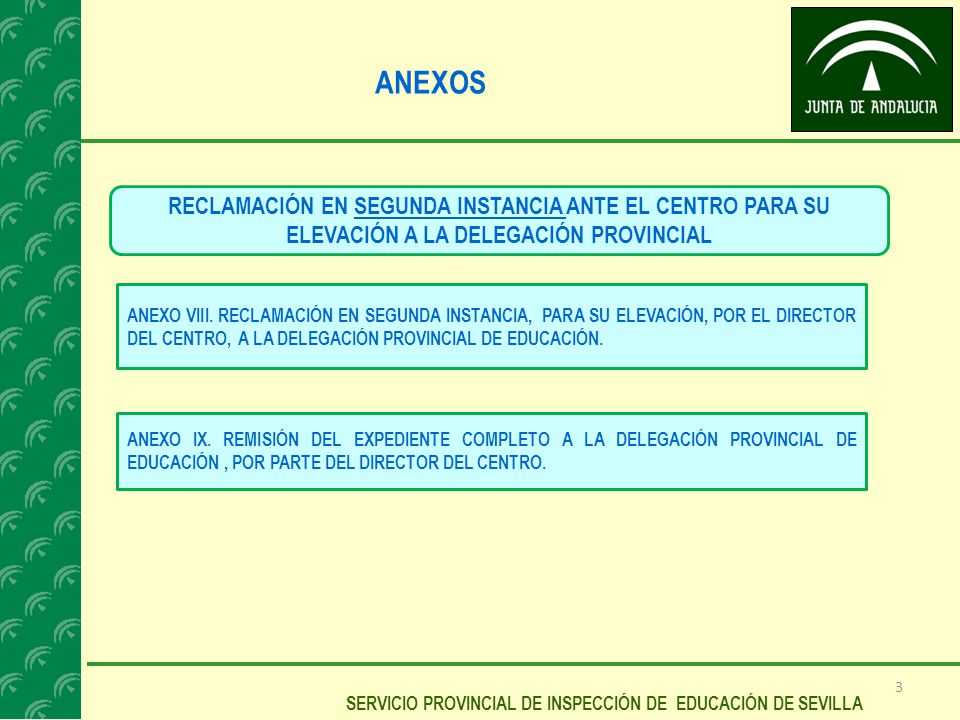 ANEXOS RECLAMACIÓN EN SEGUNDA INSTANCIA ANTE EL CENTRO PARA SU ELEVACIÓN A LA DELEGACIÓN PROVINCIAL.