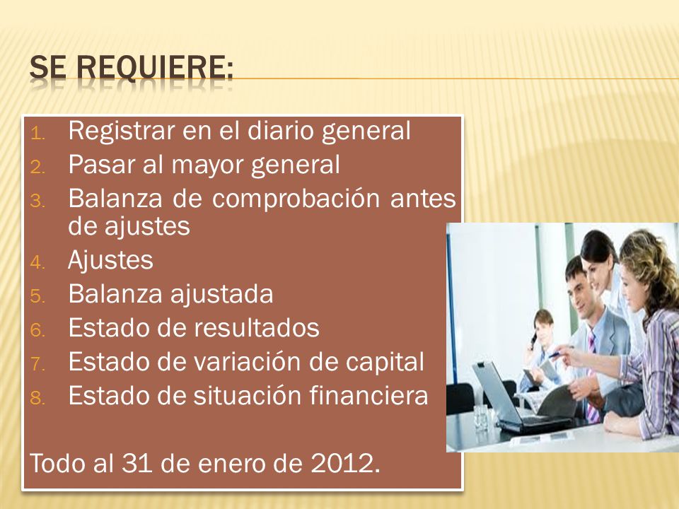 Se requiere: Registrar en el diario general Pasar al mayor general