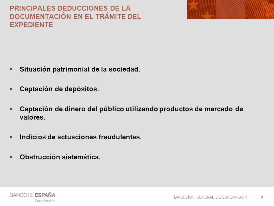 Principales deducciones de la documentación en el trámite del expediente