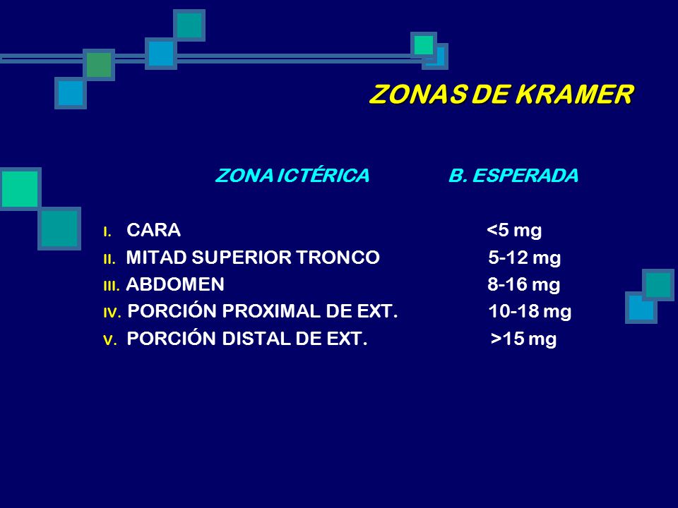 ZONAS DE KRAMER ZONA ICTÉRICA B. ESPERADA CARA <5 mg