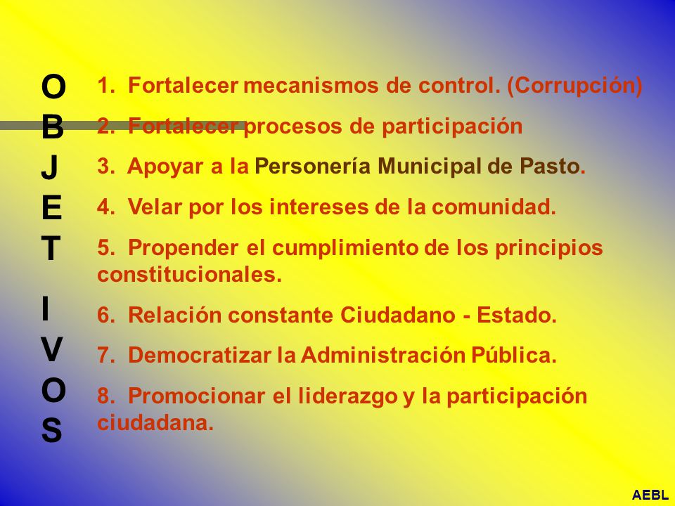 OBJET IVOS 1. Fortalecer mecanismos de control. (Corrupción)