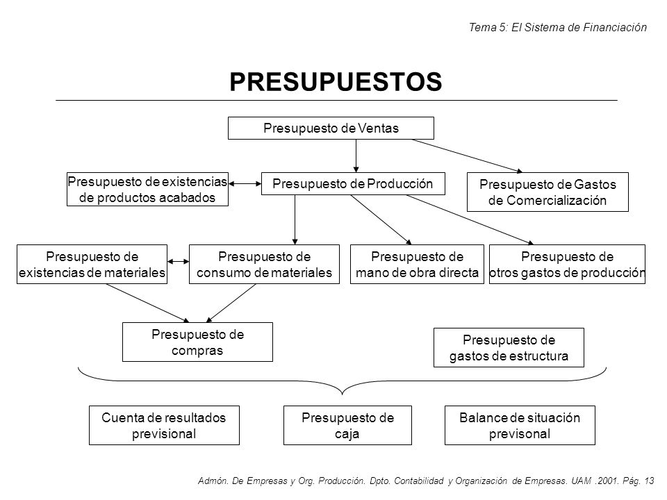 PRESUPUESTOS Presupuesto de Ventas Presupuesto de existencias