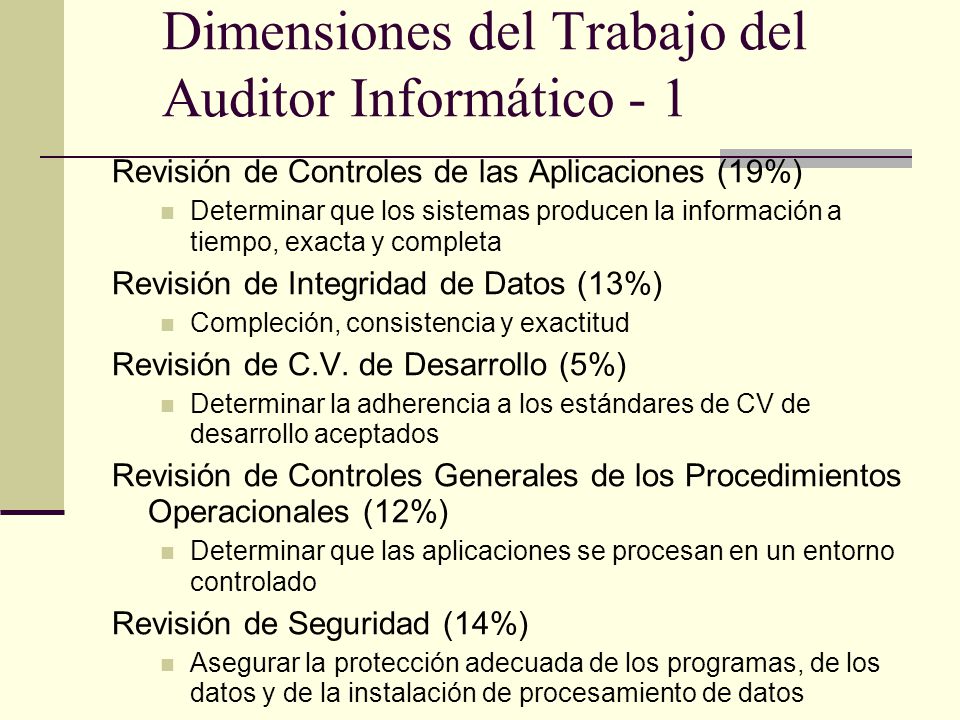 Dimensiones del Trabajo del Auditor Informático - 1