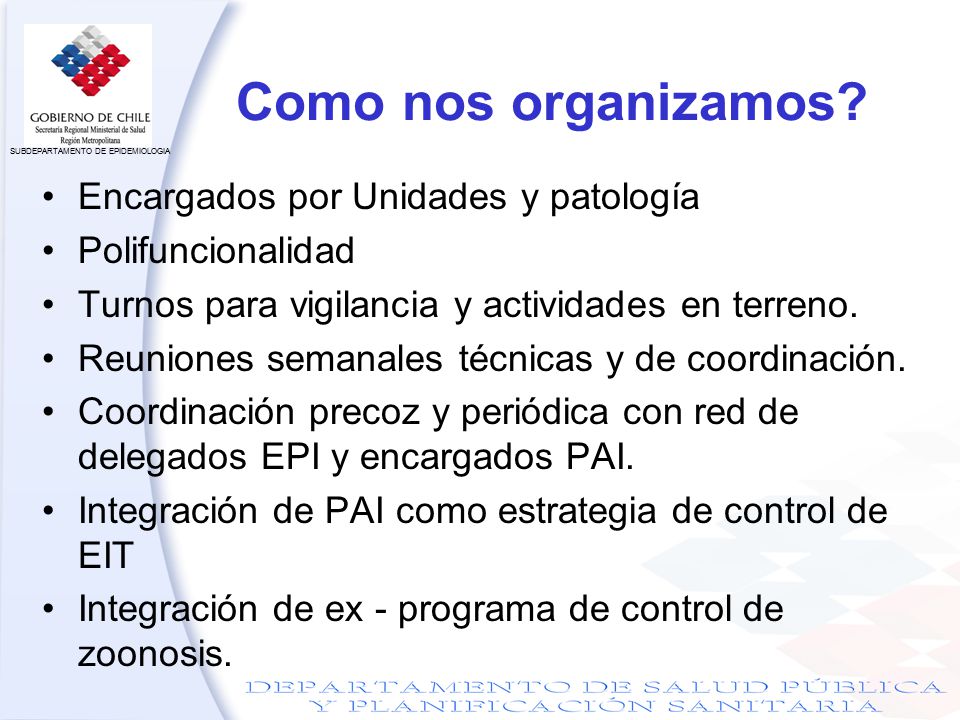 Como nos organizamos Encargados por Unidades y patología