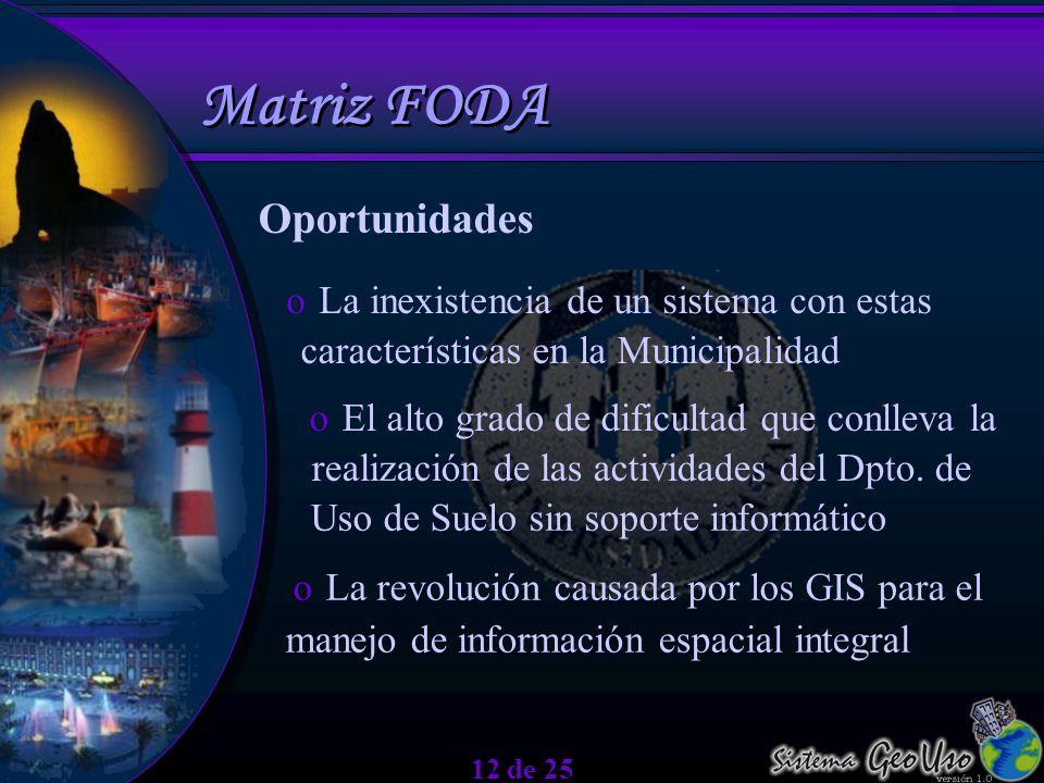 Matriz FODA Oportunidades La inexistencia de un sistema con estas