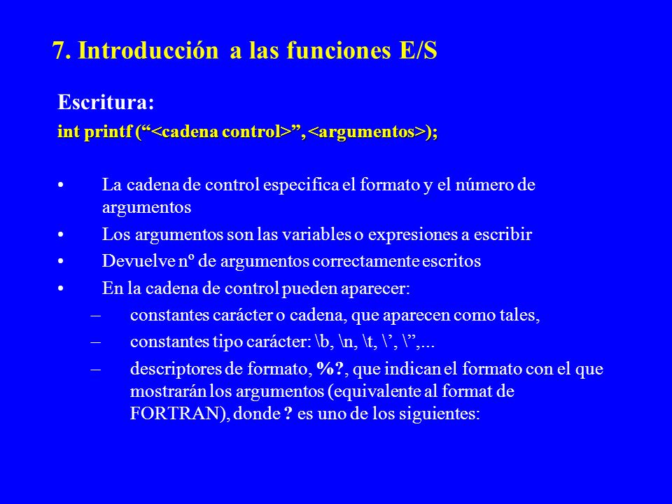 7. Introducción a las funciones E/S