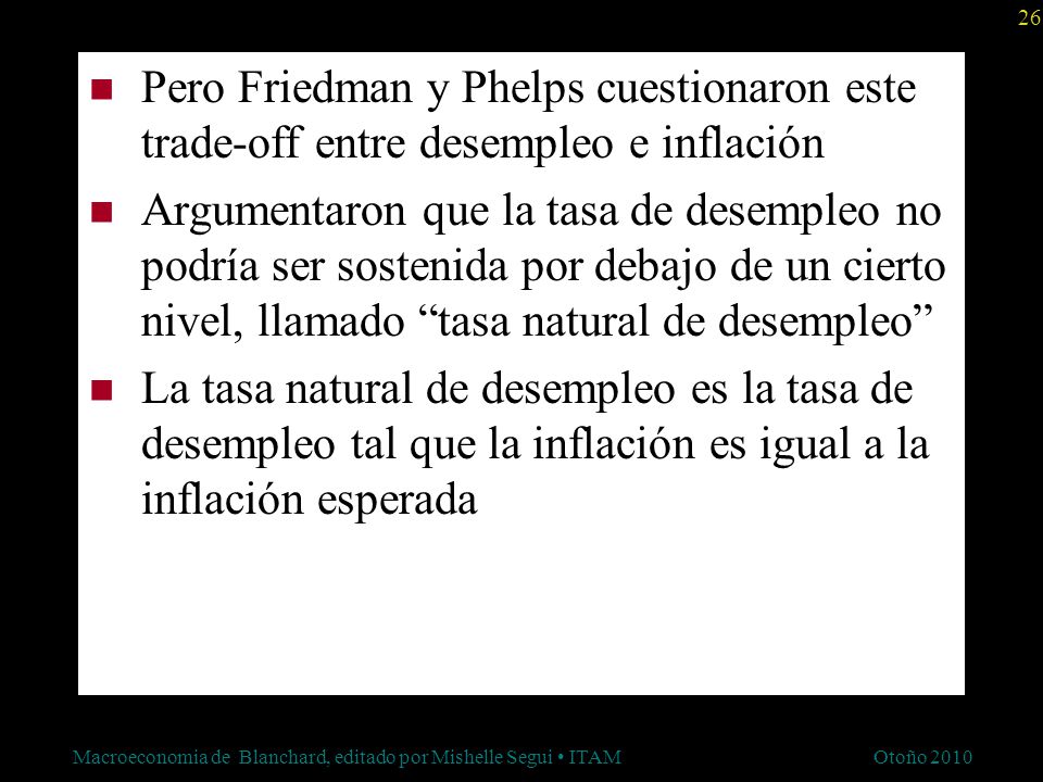 Pero Friedman y Phelps cuestionaron este trade-off entre desempleo e inflación