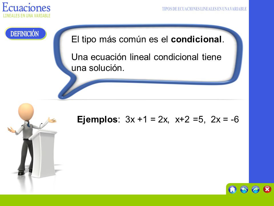 TIPOS DE ECUACIONES LINEALES EN UNA VARIABLE