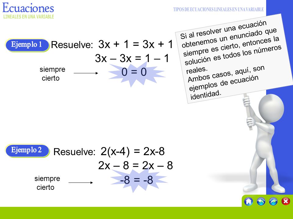 TIPOS DE ECUACIONES LINEALES EN UNA VARIABLE