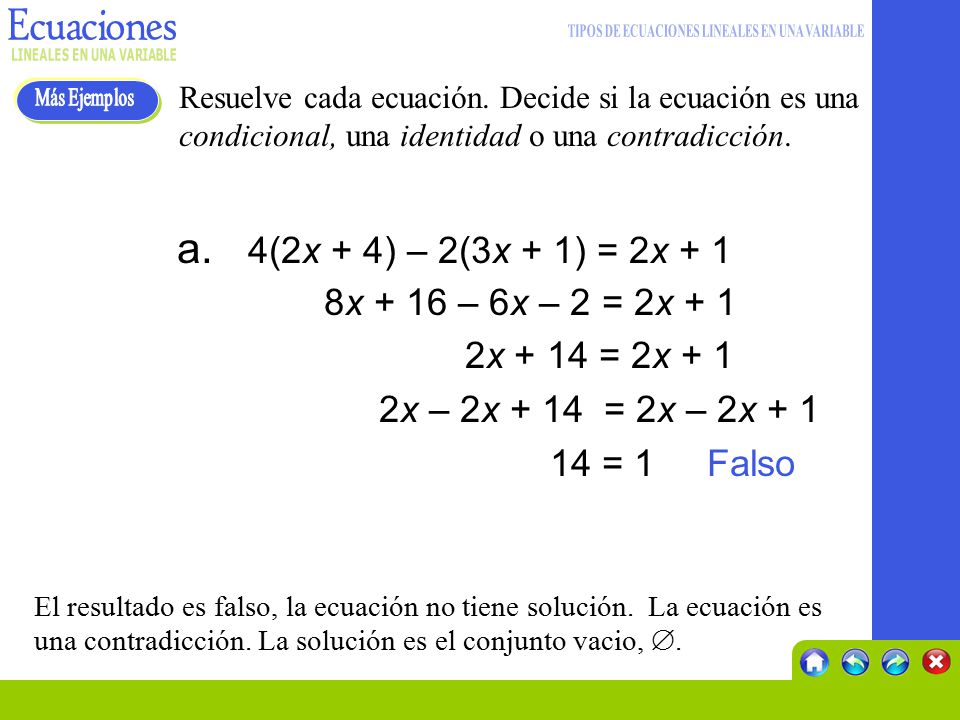 TIPOS DE ECUACIONES LINEALES EN UNA VARIABLE