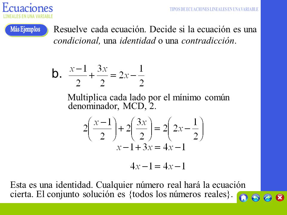 TIPOS DE ECUACIONES LINEALES EN UNA VARIABLE