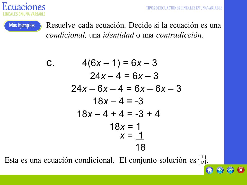 TIPOS DE ECUACIONES LINEALES EN UNA VARIABLE