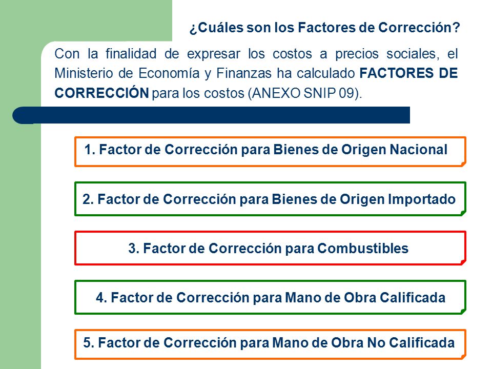 ¿Cuáles son los Factores de Corrección