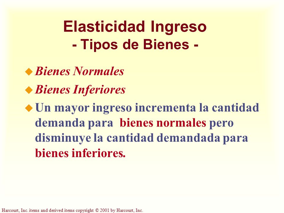 Elasticidad Ingreso - Tipos de Bienes -