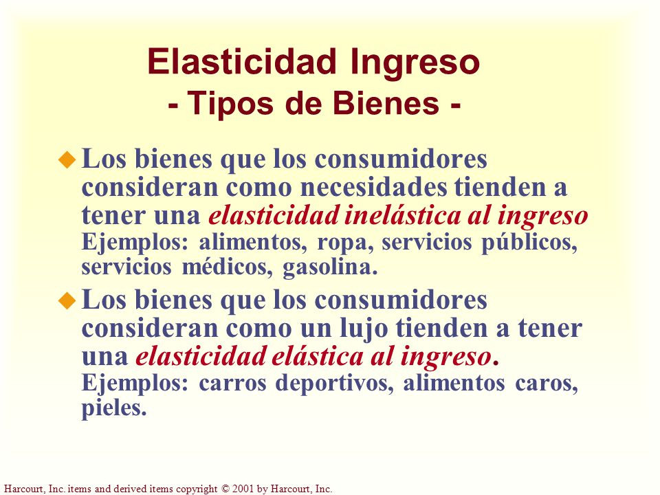 Elasticidad Ingreso - Tipos de Bienes -