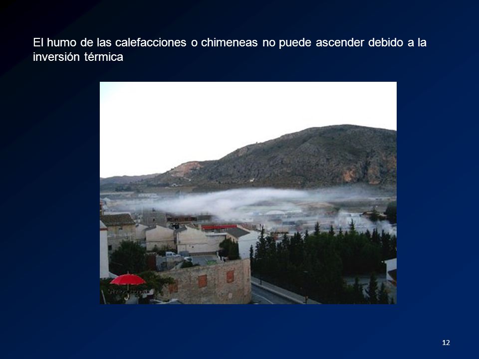 El humo de las calefacciones o chimeneas no puede ascender debido a la inversión térmica