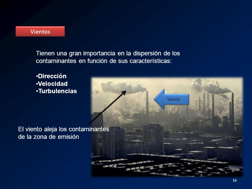 El viento aleja los contaminantes de la zona de emisión