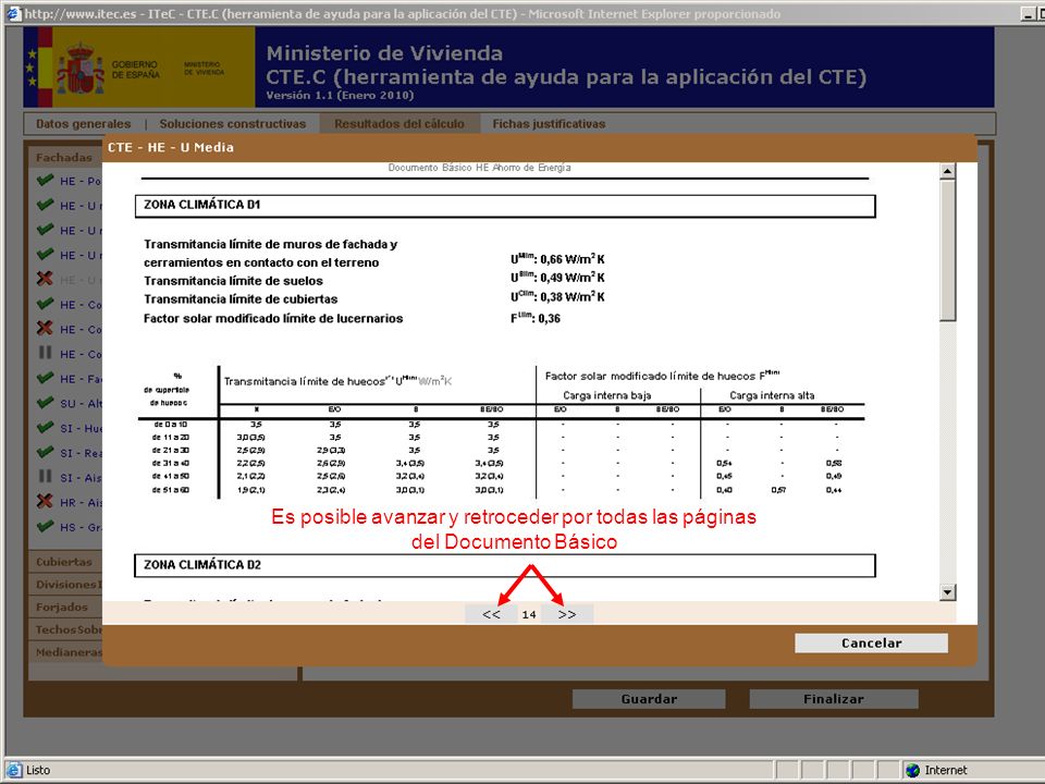 Es posible avanzar y retroceder por todas las páginas del Documento Básico
