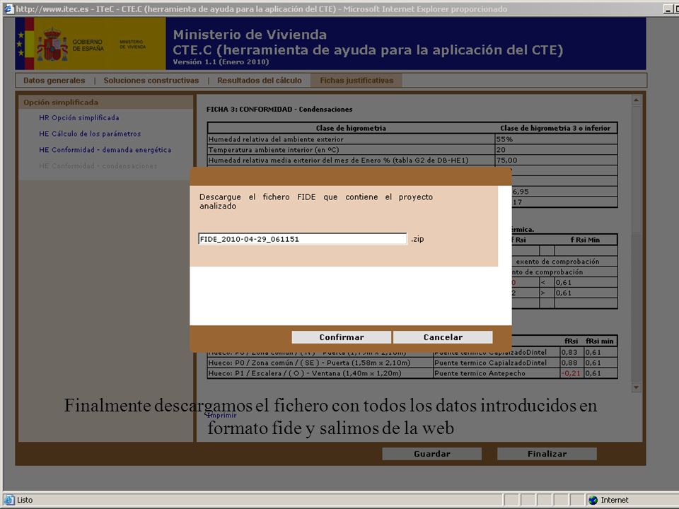 Finalmente descargamos el fichero con todos los datos introducidos en formato fide y salimos de la web