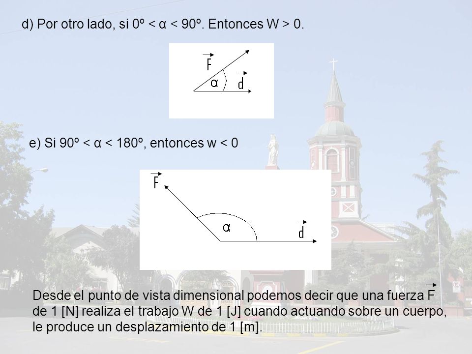 d) Por otro lado, si 0º < α < 90º. Entonces W > 0.