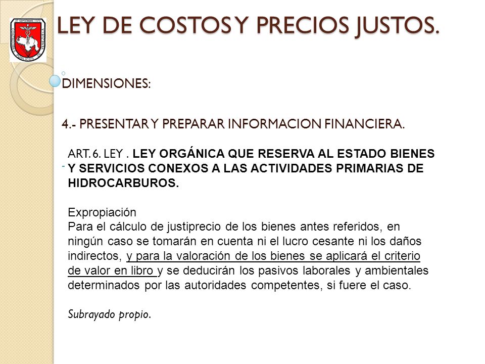 LEY DE COSTOS Y PRECIOS JUSTOS.