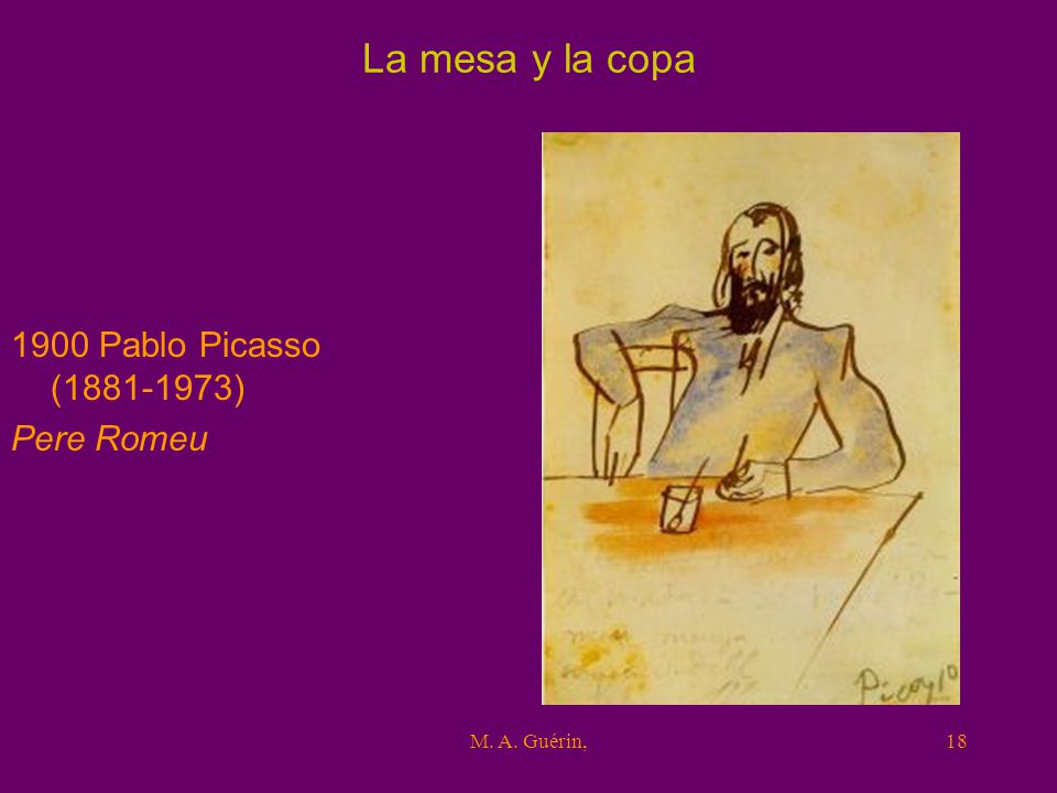 La mesa y la copa 1900 Pablo Picasso ( ) Pere Romeu