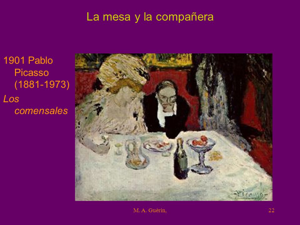 La mesa y la compañera 1901 Pablo Picasso ( ) Los comensales