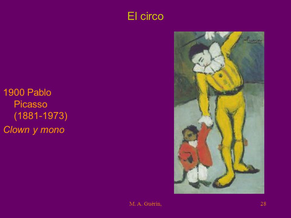 El circo 1900 Pablo Picasso ( ) Clown y mono M. A. Guérin,