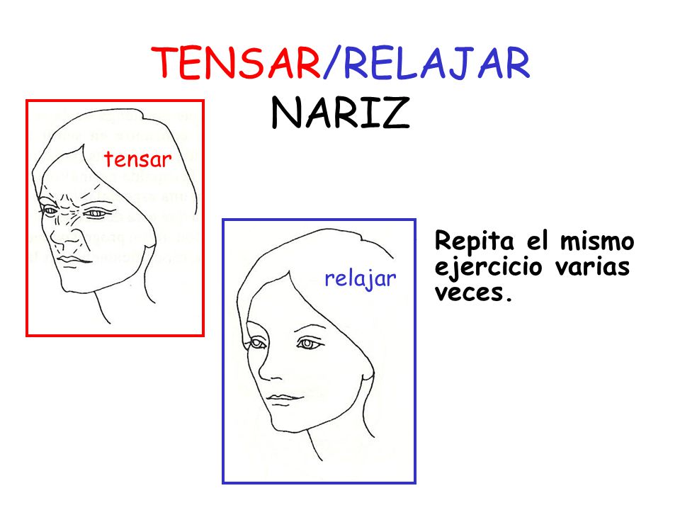 TENSAR/RELAJAR NARIZ Repita el mismo ejercicio varias veces. tensar