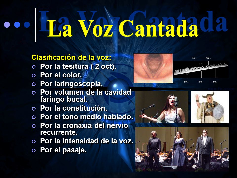 La Voz Cantada Clasificación de la voz: Por la tesitura ( 2 oct).